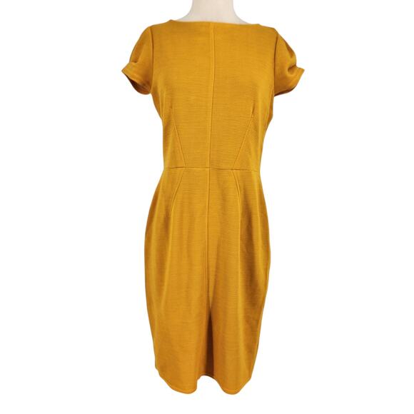 NEW Closet London Yellow Pleated Sleeve Pencil Sheath Dress Size Medium NWT! - Picture 4 of 12